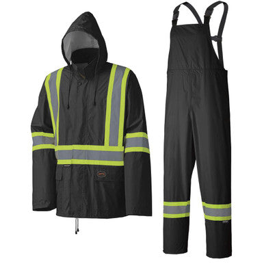 Pioneer _NOT_FOUND Waterproof Lightweight Safety Rain Suit - Black