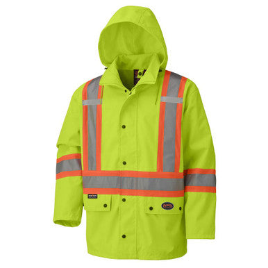 Pioneer _NOT_FOUND Hi-Vis 450D Safety Jacket - 100% Waterproof - Detachable Hood - Hi-Vis Yellow/Green