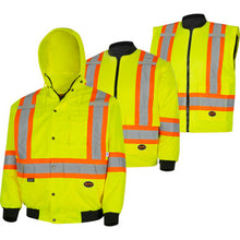 Load image into Gallery viewer, Pioneer V1120360-XL Hi-Vis 7-in-1 Bomber - 100% Waterproof - Detachable Hood - Hi-Vis Yellow/Green - XL