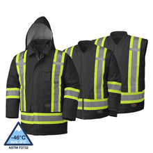 Load image into Gallery viewer, Pioneer V1120470-M Hi-Vis 7-in-1 Parka - 100% Waterproof - Detachable Hood - Black - M