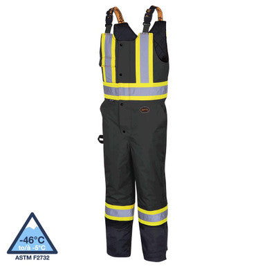 Pioneer V1120870-XL Hi-Vis Quilted Safety Overalls - 100% Waterproof - Black - XL