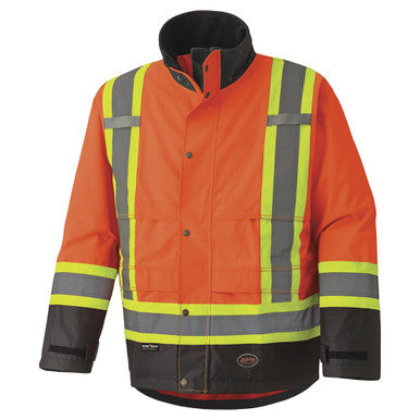 Pioneer V1200250-XL Hi-Vis 300D Trilobal Ripstop Safety Jacket - PU-Coated - 100% Waterproof   - Hi-Vis Orange - XL