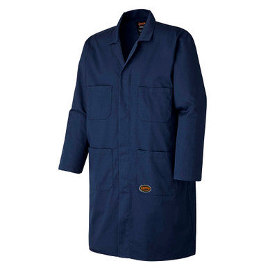 Pioneer V2020180-L Poly/Cotton Shop Coat - Snap Double Placket Closure - Navy - L
