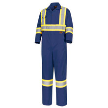 Load image into Gallery viewer, Pioneer V202058T-42 Hi-Vis Poly/Cotton Safety Coveralls - Zipper Closure - Navy - 42 - Tall