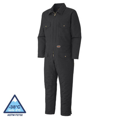 Pioneer V206017A-XL Quilted Cotton Duck Coveralls - Zipper Closure - Black - XL