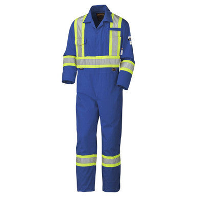 Pioneer V2520010-46 Hi-Vis Flame-Gard® FR/ARC-Rated 6.5 oz Coveralls - 98% Cotton 2% Antistatic - Royal Blue - 46