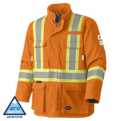 Pioneer V2560250-XL Hi-Vis FR Quilted Cotton Safety Parka - Hi-Vis Orange - XL