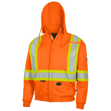 Pioneer _NOT_FOUND Hi-Vis FR Heavyweight Cotton Safety Hoodie - Zipper Closure - Hi-Vis Orange