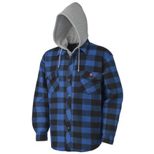 Load image into Gallery viewer, Pioneer V3080393-L Quilted Polar Fleece Hooded Shirt – Royal/Black Plaid – L
