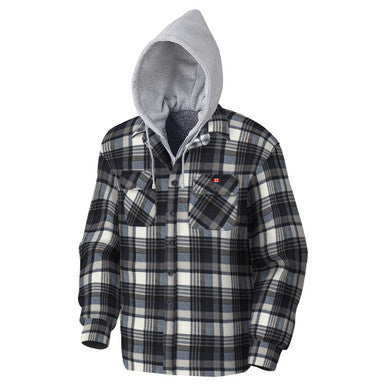 Pioneer V3080396-XL Quilted Polar Fleece Hooded Shirt – Blue/Grey Plaid – XL