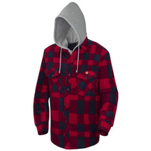 Load image into Gallery viewer, Pioneer V3080397-S Quilted Polar Fleece Hooded Shirt – Red/Black Plaid – S