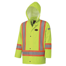 Load image into Gallery viewer, Pioneer V3520160-2XL Hi-Vis FR Jacket - PU Stretch - 100% Waterproof - Detachable Hood - Hi-Vis Yellow/Green - 2XL