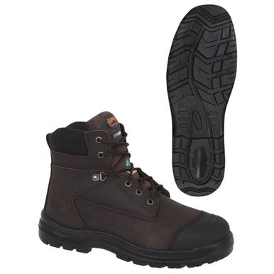 Pioneer V4610130-8-5 6" Leather Work Boot - Steel Toe/Plate - Brown - 8.5