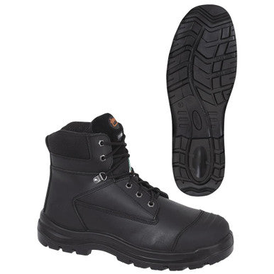 Pioneer V4610170-9 6" Leather Work Boot - Steel Toe/Plate - Black  - 9