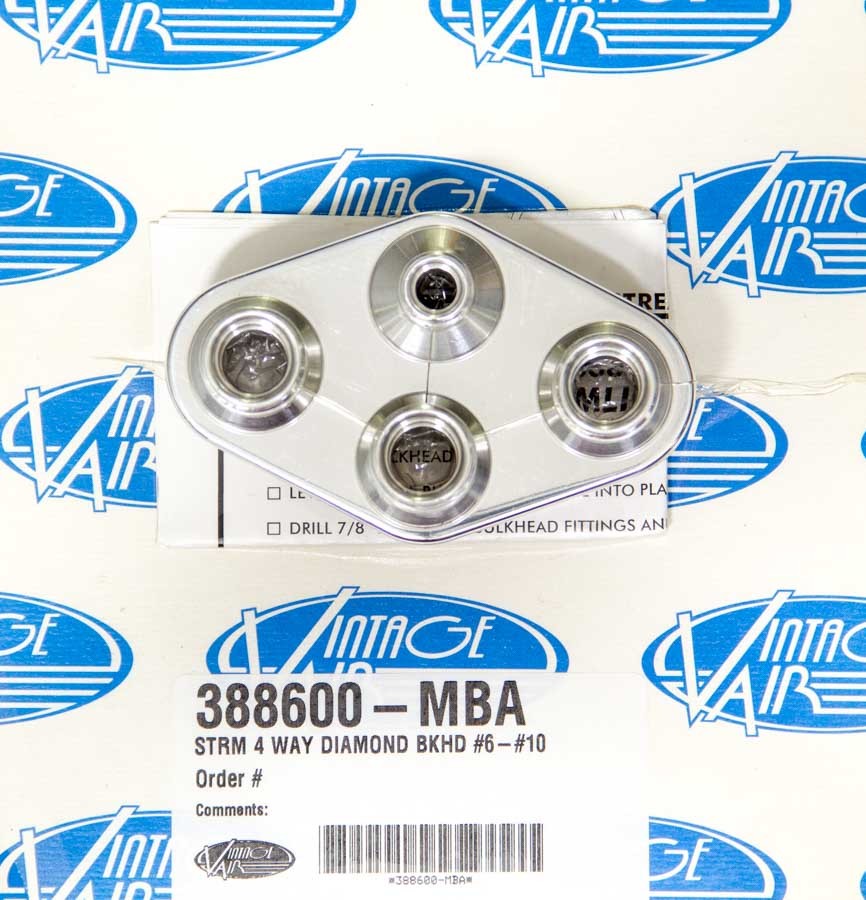 VINTAGE AIR 388600-MBA 4 Way Diamond Bulkhead #6 & #10 Male O-Ring