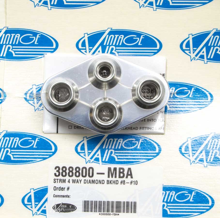 VINTAGE AIR 388800-MBA 4 Way Diamond Bulkhead #8 and #10 O-Ring