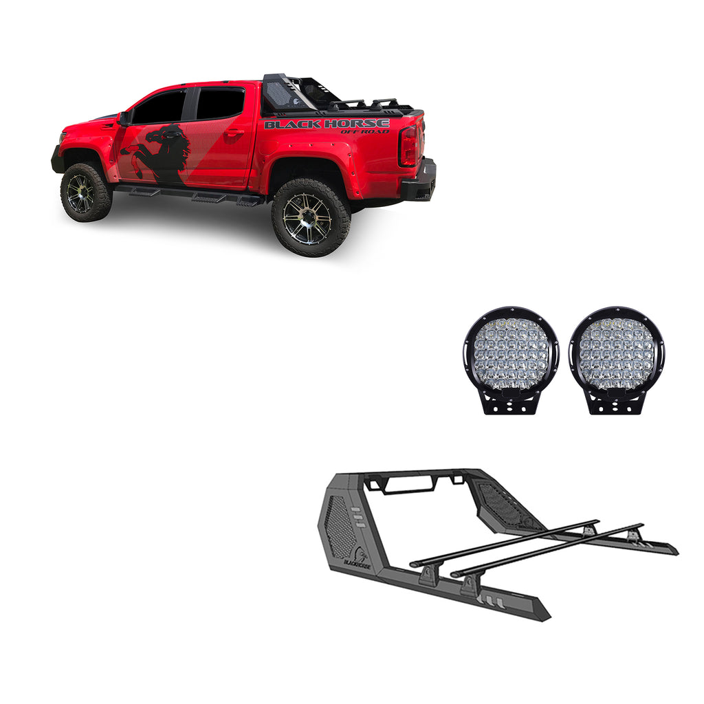 Black Horse Off Road VRCB6405B-PL69B Vigor Roll Bar W/ Cross Bar Kit for Select Chevrolet Colorado, GMC Canyon