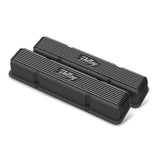 Holley 241-245  Valve Covers - Vintage Series - Finned - Sbc - Satin Black Machined