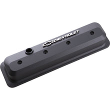 Load image into Gallery viewer, Valve-Covers;-Sbc;-87-Pre-Ls;-Ctr-Bolt;-Tall;-Alum;-Blk-Crinkle;-Raised-Emblems