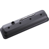 Proform 141-840 Valve Covers; SBC; 87-Pre LS; Ctr Bolt; Tall; Alum; Blk Crinkle; Raised Emblems