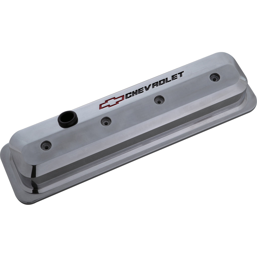 Valve-Covers;-Sbc;-87-Pre-Ls;-Ctr-Bolt;-Tall;-Alum;-Polished;-Recessed-Emblems
