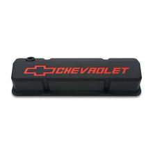 Load image into Gallery viewer, Valve-Covers;-Slant-Edge-Tall;-Die-Cast;-Black-WRecessed-Bowtie-Logo;-Sb-Chevy