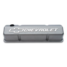 Load image into Gallery viewer, Valve-Covers;-Slant-Edge-Tall;-Die-Cast;-Gray-WRaised-Bowtie-Logo;-For-Sb-Chevy