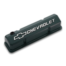 Load image into Gallery viewer, Valve-Covers;-Slant-Edge-Tall;-Die-Cast;-Green-W-Raised-Bowtie-Logo;-Sb-Chevy