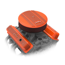 Load image into Gallery viewer, Vintage-Finned-Valve-Cover----Script---Sbc---Center-Bolt---Factory-Orange-Machined