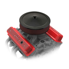 Load image into Gallery viewer, Vintage-Finned-Valve-Cover----Script---Sbc---Center-Bolt---Gloss-Red-Machined