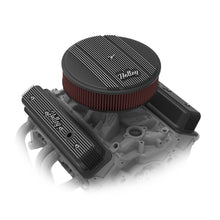 Load image into Gallery viewer, Vintage-Finned-Valve-Cover----Script---Sbc---Center-Bolt---Satin-Black-Machined