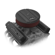Load image into Gallery viewer, Vintage-Finned-Valve-Cover----Script---Sbc---Center-Bolt---Satin-Black-Machined