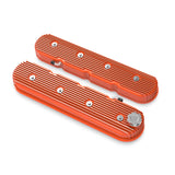 Holley 241-141 Vintage Series Finned Tall LS Valve Covers - Factory Orange Machined Finish