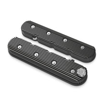 Load image into Gallery viewer, Vintage-Series-Finned-Tall-Ls-Valve-Covers---Satin-Black-Machined-Finish