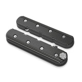 Holley 241-140 Vintage Series Finned Tall LS Valve Covers - Satin Black Machined Finish