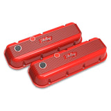Holley 241-303  Vintage Series Finned Valve Covers - Bbc -  Red Machined