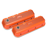 Holley 241-304  Vintage Series Finned Valve Covers - Bbc - Factory Orange Machined