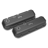 Holley 241-302  Vintage Series Finned Valve Covers - Bbc - Satin Black Machined