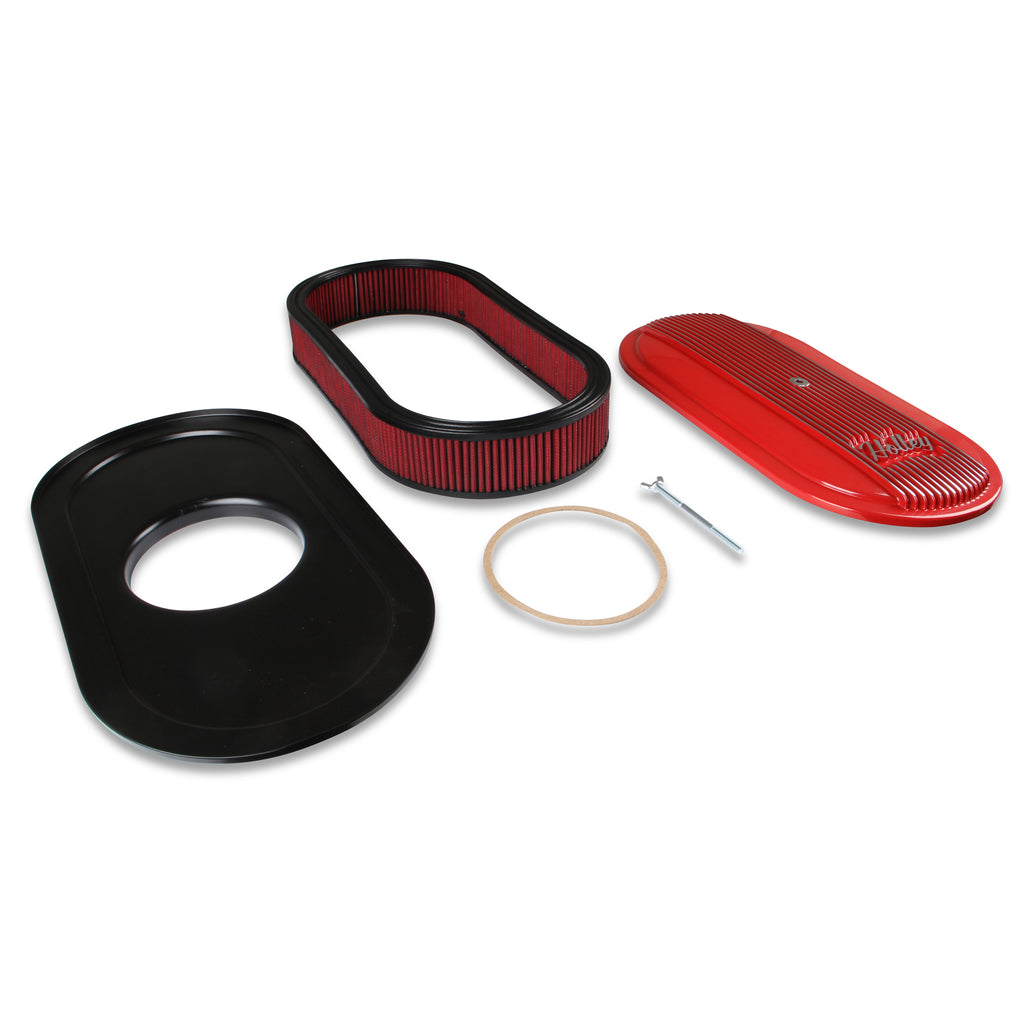 Vintage-Series-Oval-Air-Cleaner---Gloss-Red-Machined