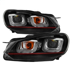Volkswagen-Golf--Gti-10-13-Version-3-Projector-Headlights---Black-Pro-Yd-Vg10v3r-Drl-Bk