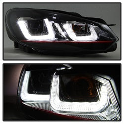 Volkswagen-Golf--Gti-10-13-Version-3-Projector-Headlights---Black-Pro-Yd-Vg10v3r-Drl-Bk