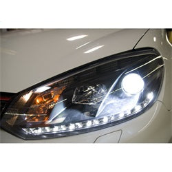 Volkswagen-GolfGti-10-13-Projector-Headlights-Halogen-Model--Drl-Blk-Pro-Yd-Vg10-Drl-Bk