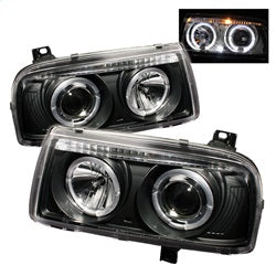 Volkswagen-Jetta-Iii-93-98-Projector-Headlights-Led-Halo-Blk-High-H1-Low-H1-Pro-Yd-Vj93-Hl-Bk