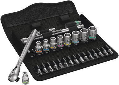 Wera Tools 05004018001 Zyklop Metric Metal Ratchet Set w/Switch Lever, 1/4" Drive, 28 pieces