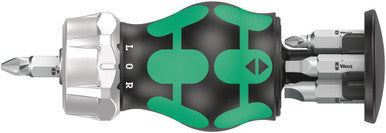 Wera Tools 05008886001 6-Piece Kraftform Stubby Ratchet Screwdriver, w/Bit Storage