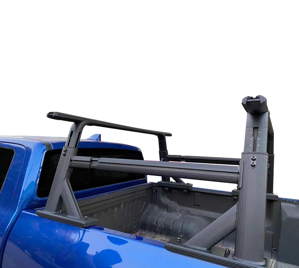 Black Horse Off Road WHEN1B Spike Extendable Truck Bed Rack With Cross Bar for Select Chevrolet Colorado, Chevrolet Silverado 1500, Chevrolet Silverado HD, Chevrolet Silverado HD, Dodge Ram 1500, Dodge Ram 2500, Dodge Ram 3500, Ford F-150, Ford F-250