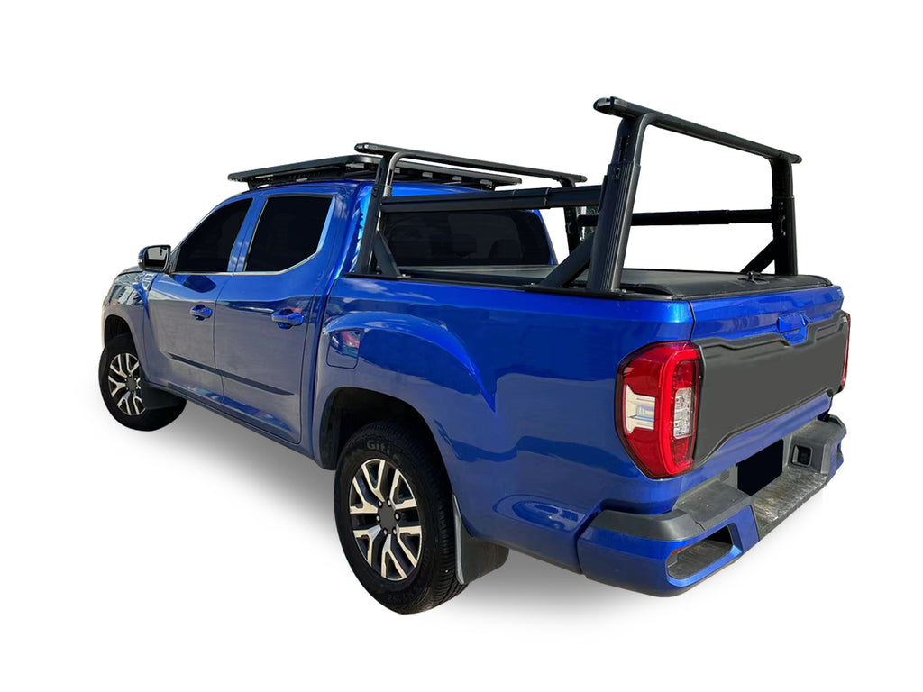 Black Horse Off Road WHEN1B Spike Extendable Truck Bed Rack With Cross Bar for Select Chevrolet Colorado, Chevrolet Silverado 1500, Chevrolet Silverado HD, Chevrolet Silverado HD, Dodge Ram 1500, Dodge Ram 2500, Dodge Ram 3500, Ford F-150, Ford F-250