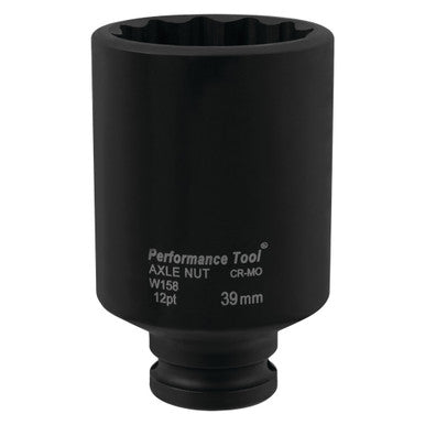 Performance Tool W158 1/2" DR x 39mm Impact Toyota Axle Nut Socket - 12Pt.