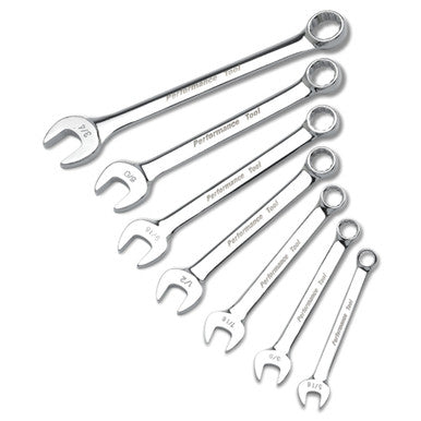 Performance Tool W30200 7 pc. SAE Polished Combo Wrench Set