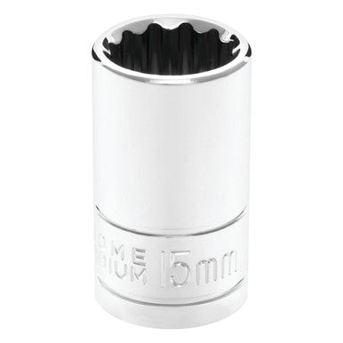 Performance Tool W32815 1/2" DR x 15mm Chrome Socket - 12 Pt.